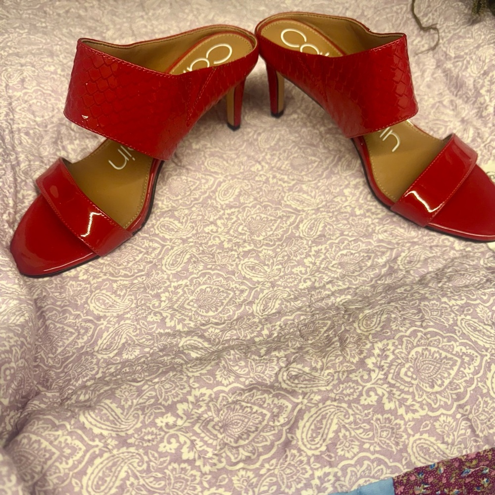 Calvin Klein  Christmas Red Heeled Sandals